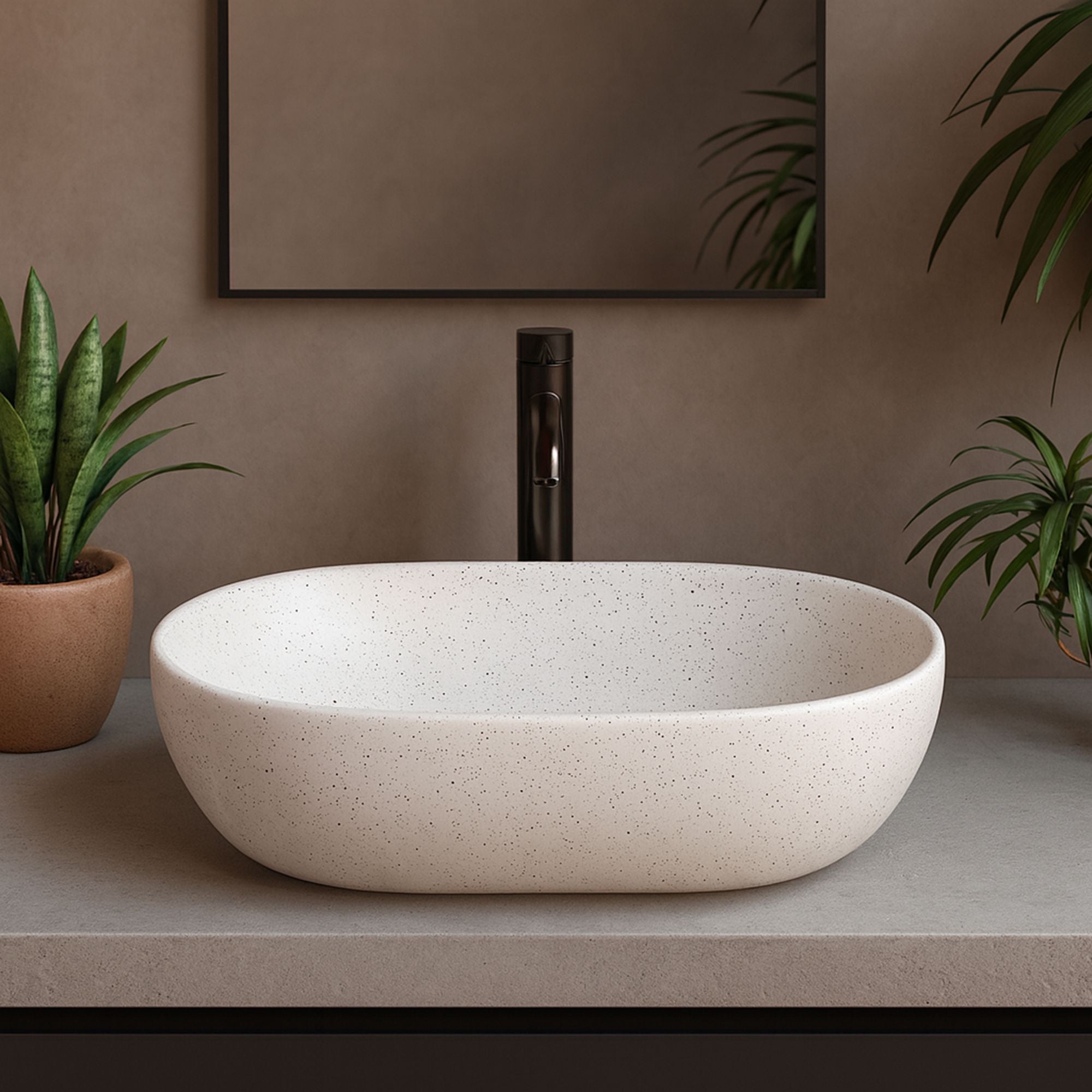 Lavoar pe blat Rea Amelia Warm, 48 cm, imitatie piatra