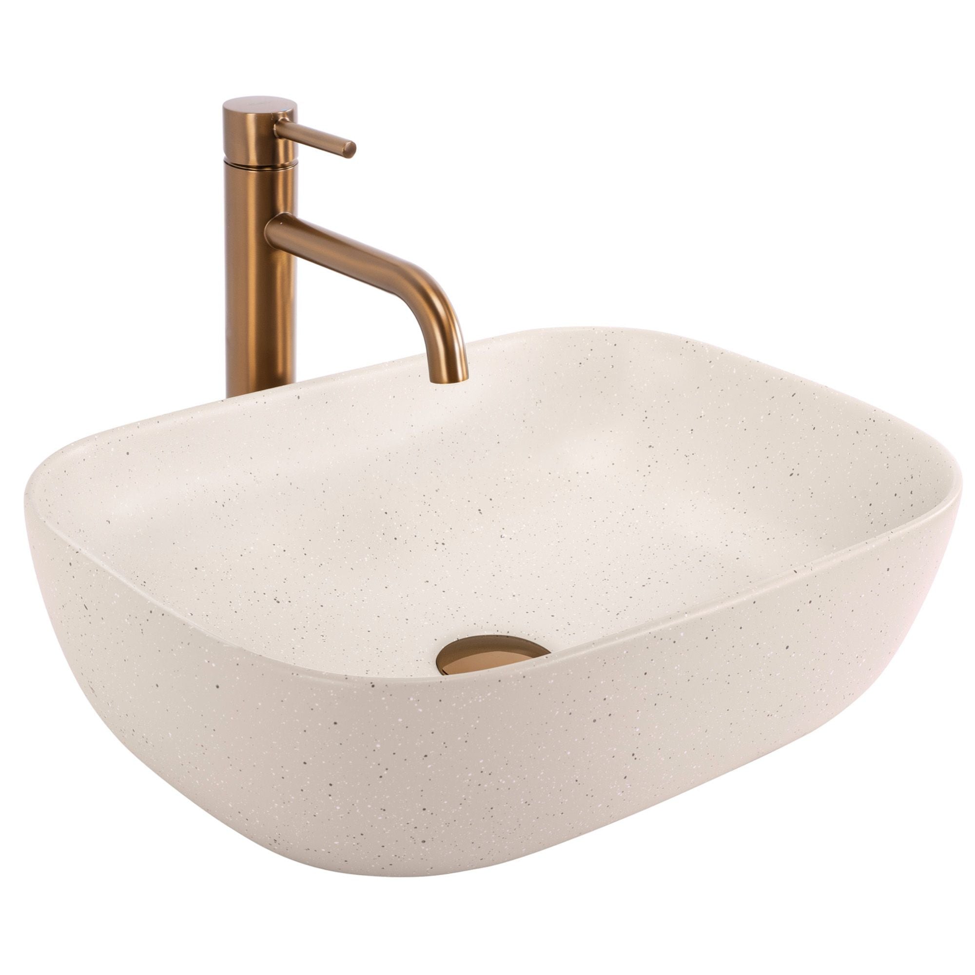 Lavoar pe blat Rea Belinda Sandy, 46.5 cm, imitatie piatra
