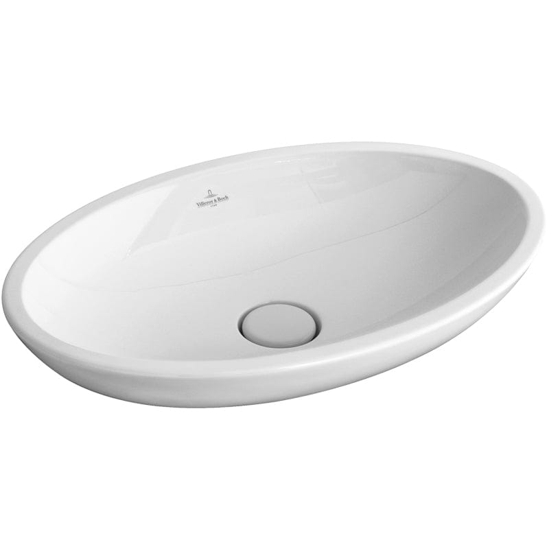 Lavoar pe blat Villeroy & Boch, Loop & Friends, oval, 63 cm, cu preaplin, finisaj alb