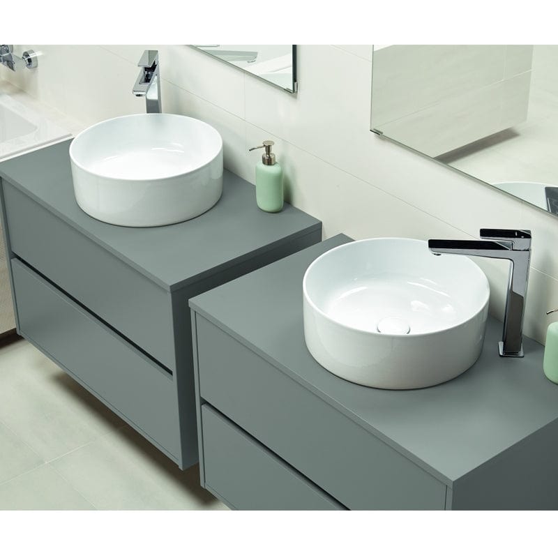 Lavoar rotund pe blat Crea, Cersanit, 35 cm, alb