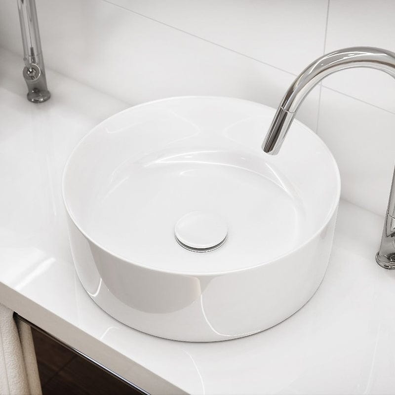 Lavoar rotund pe blat Crea, Cersanit, 35 cm, alb