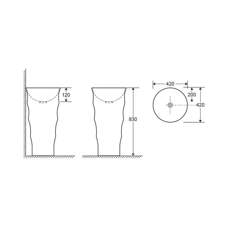 Lavoar stativ ceramic, Fluminia novicia, lățime de 42 cm, alb