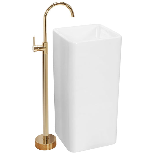 Lavoar stativ ceramic Rea Holly, lățime de 40 cm, alb lucios