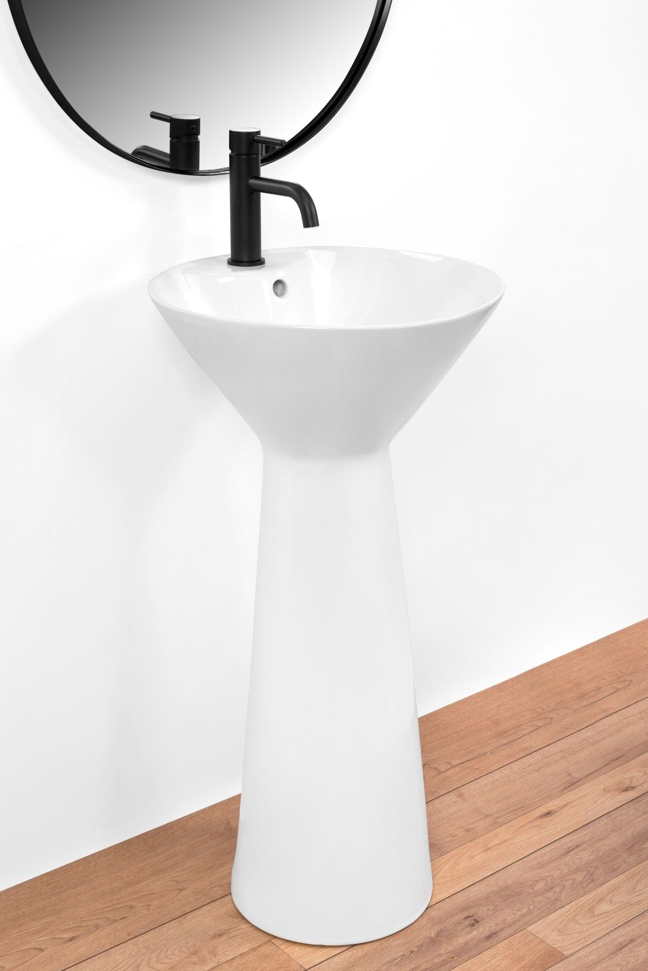 Lavoar stativ ceramic Rea River, 44 cm, alb lucios
