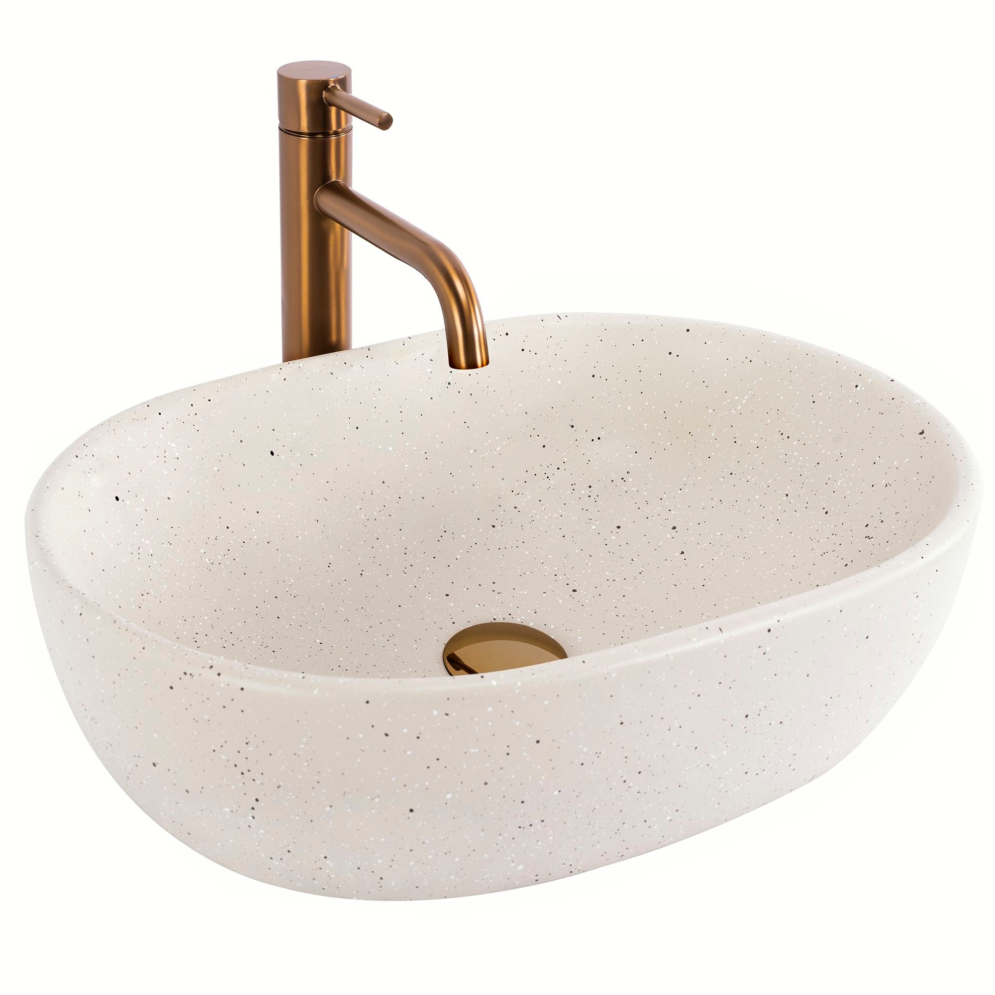 Lavor de baie, pe blat, oval, 48 cm, imitatie piatra mat, Rea