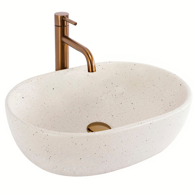 Lavor de baie, pe blat, oval, 48 cm, imitatie piatra mat, Rea