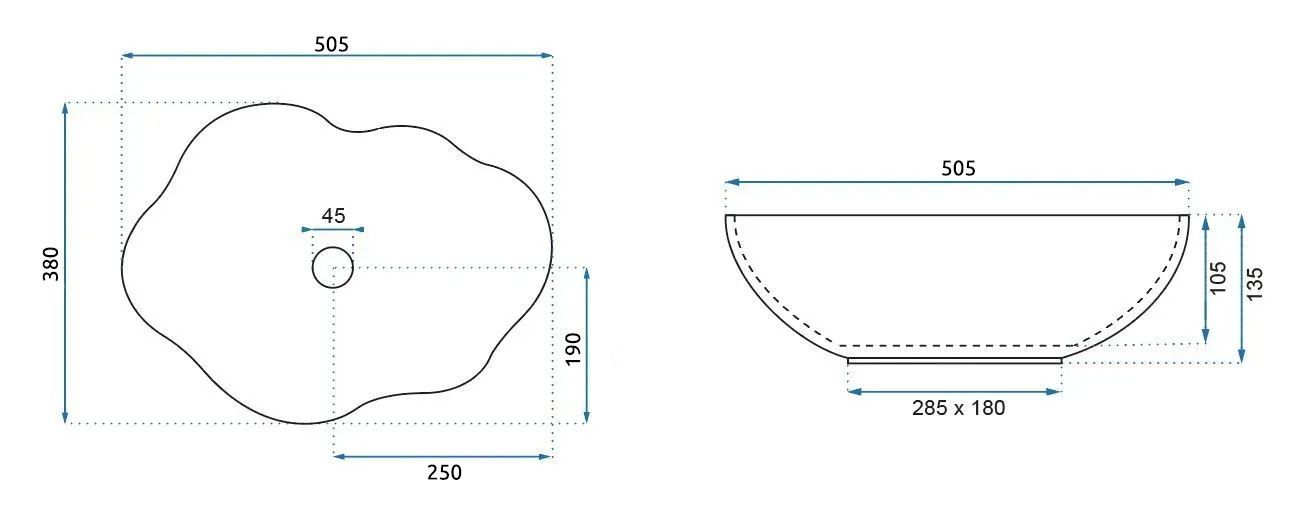 Lavor de baie, pe blat, oval, 50.5 cm, imitatie piatra bej mat, Rea