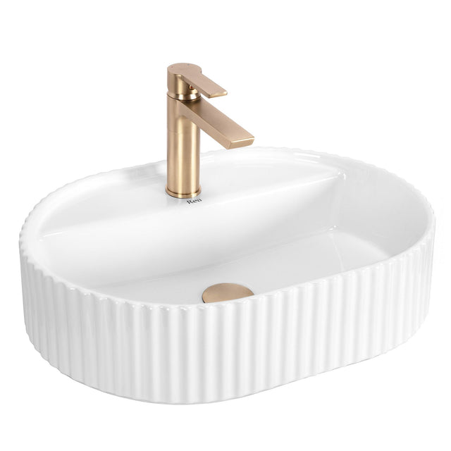 Lavor de baie, pe blat, oval, 50 cm, alb lucios, Rea