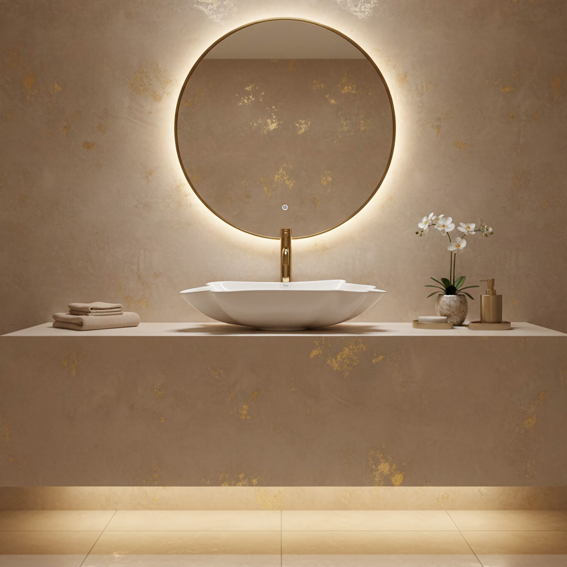 Lavor de baie, pe blat, oval, 62 cm, cu ventil, alb lucios, Rea