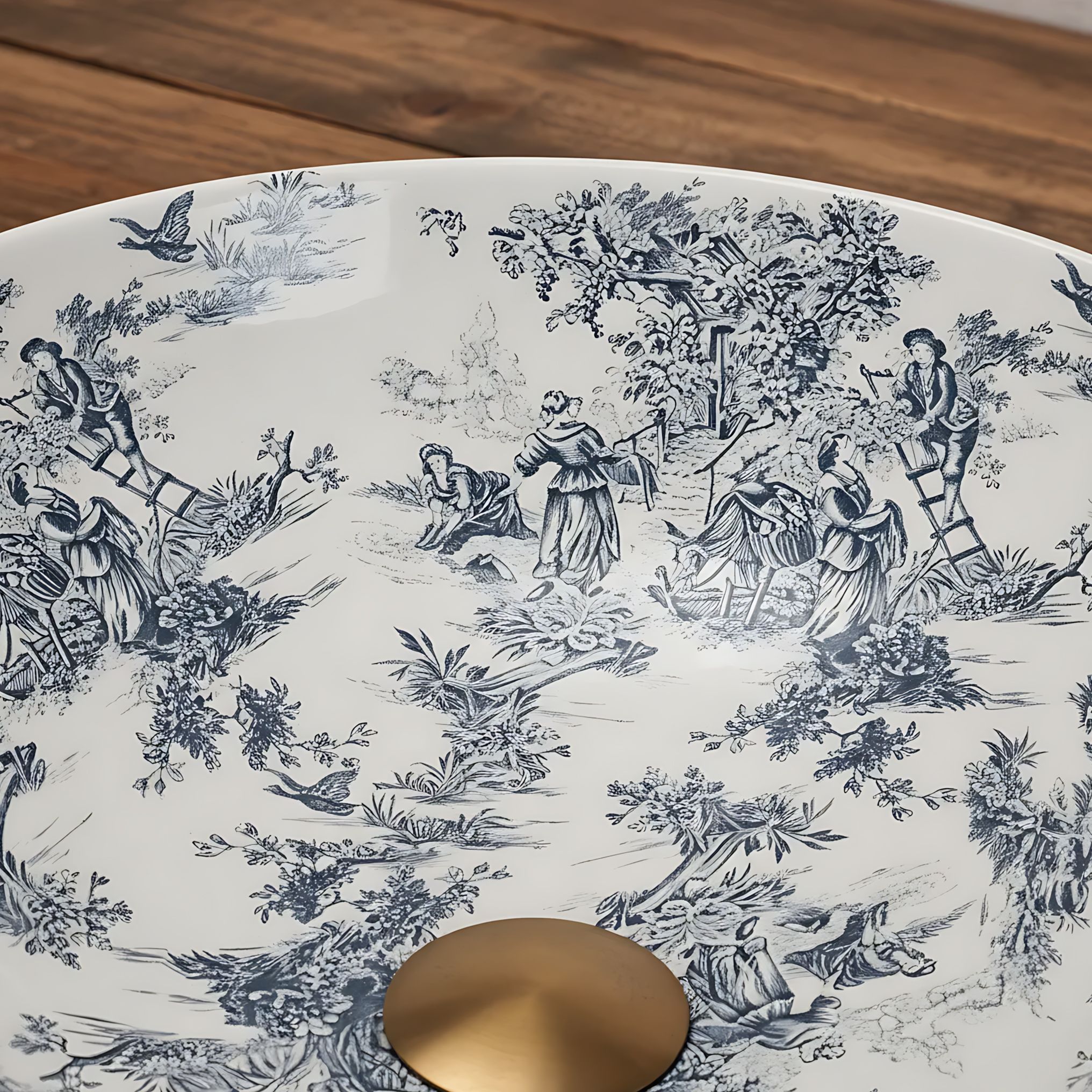 Lavor de baie, pe blat, rotund, 40 cm, floral mat, Rea