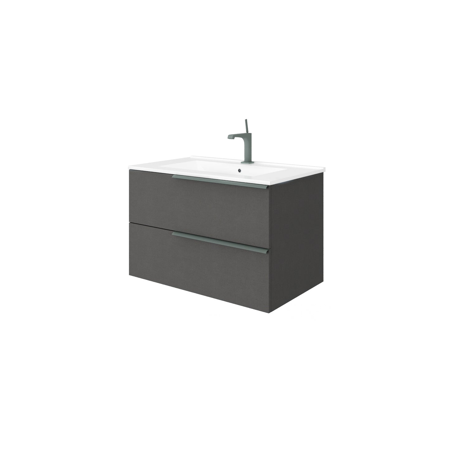 Mobilier baie cu lavoar SaviniDue, colecția Oikos, lățime de 80 cm, imitație lemn închis