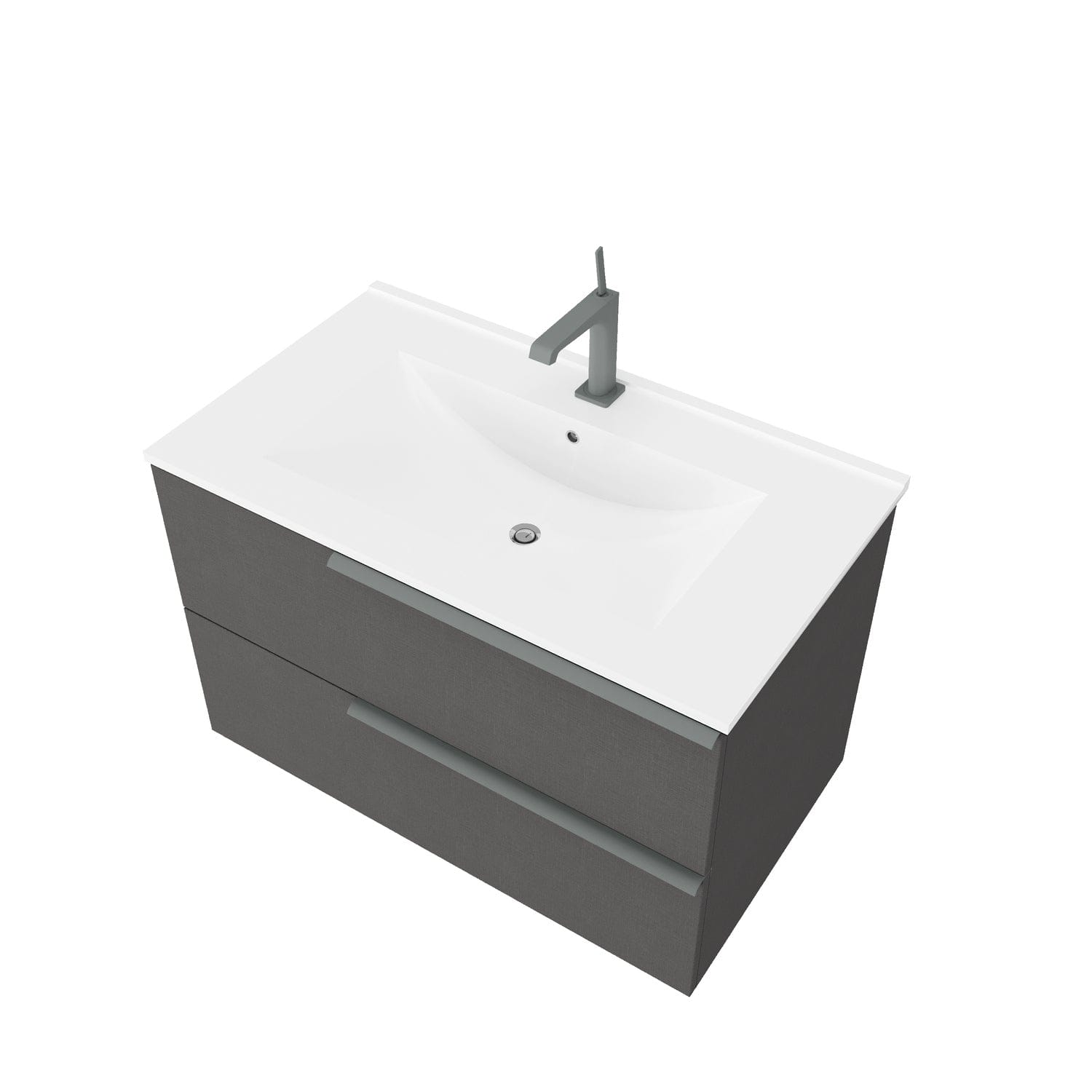 Mobilier baie cu lavoar SaviniDue, colecția Oikos, lățime de 80 cm, imitație lemn închis