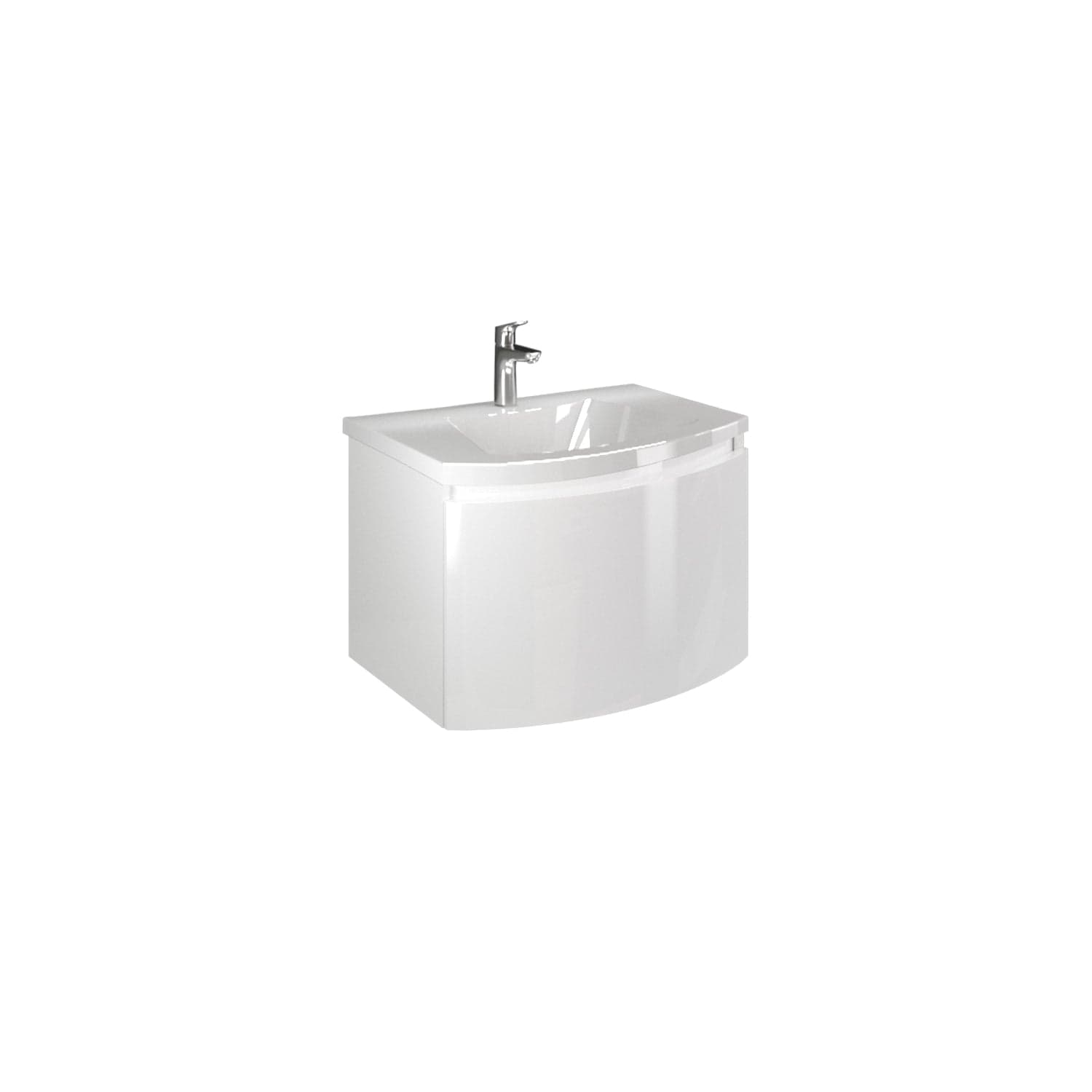 Mobilier baie cu lavoar SaviniDue, colecția Sole, lățime de 60 cm, alb lucios