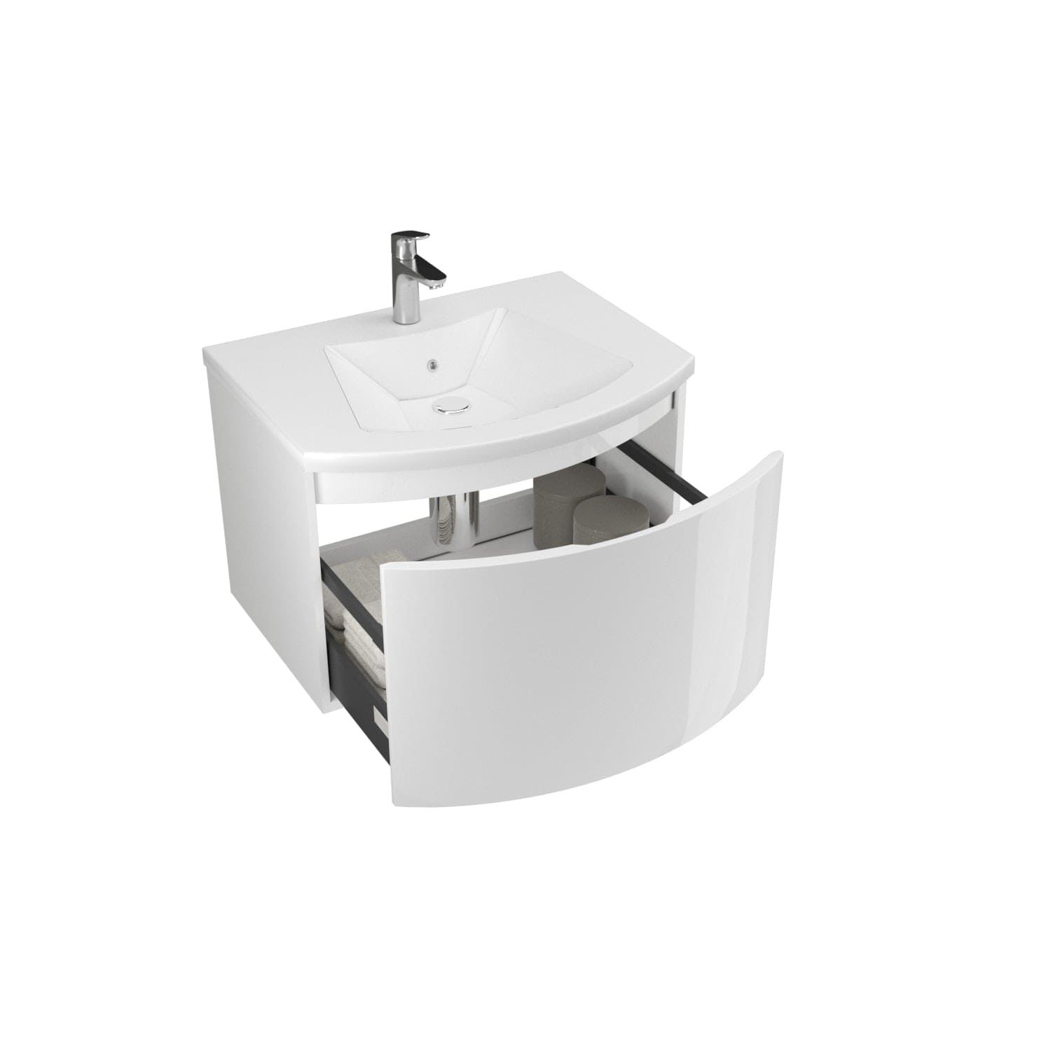 Mobilier baie cu lavoar SaviniDue, colecția Sole, lățime de 60 cm, alb lucios