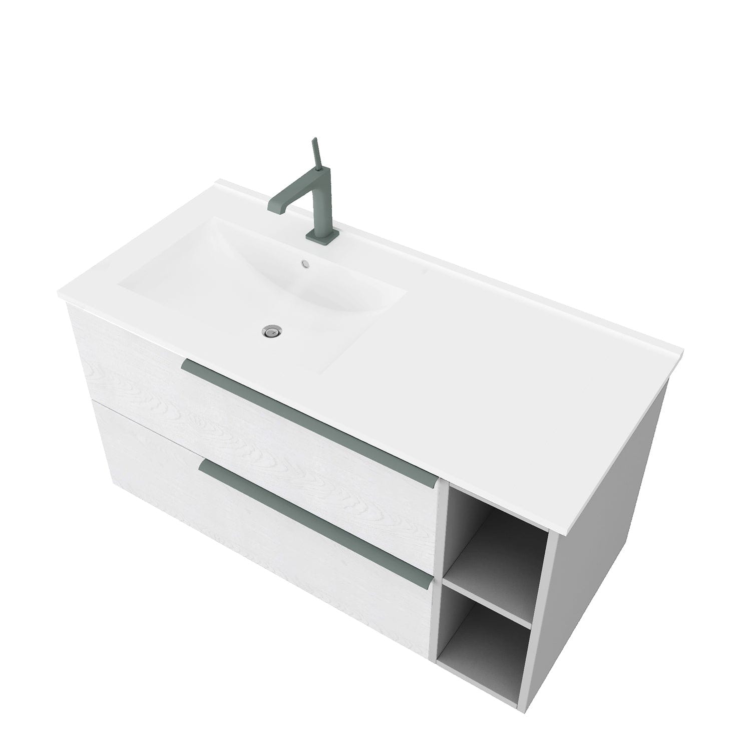 Mobilier baie cu lavoar SaviniDue și extensie frontală, colecția Oikos, lățime de 100 cm, imitație lemn alb