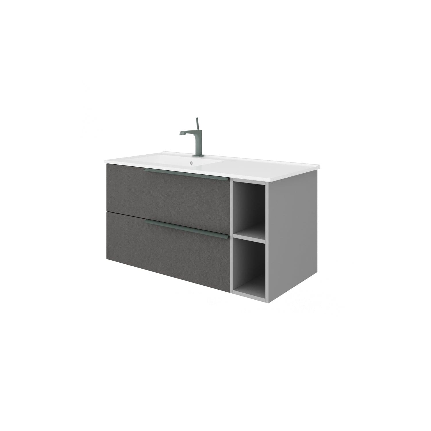 Mobilier baie cu lavoar SaviniDue și extensie frontală, colecția Oikos, lățime de 100 cm, imitație lemn închis