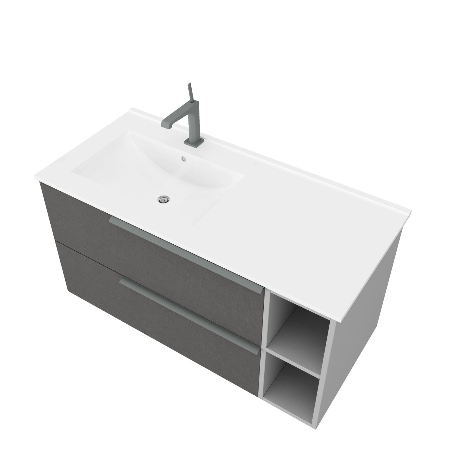 Mobilier baie cu lavoar SaviniDue și extensie frontală, colecția Oikos, lățime de 100 cm, imitație lemn închis