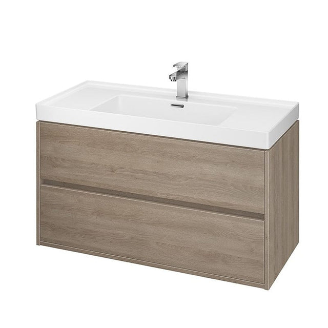 Mobilier suspendat Cersanit, Crea, cu două sertare, 100 cm, stejar