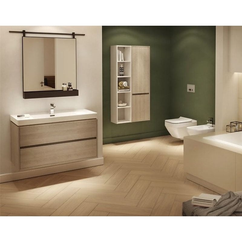 Mobilier suspendat Cersanit, Crea, cu două sertare, 100 cm, stejar