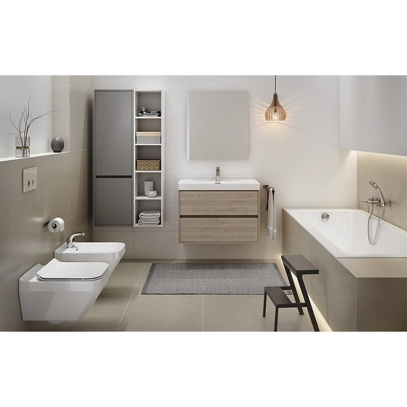 Mobilier suspendat Cersanit, Crea, cu două sertare, 100 cm, stejar