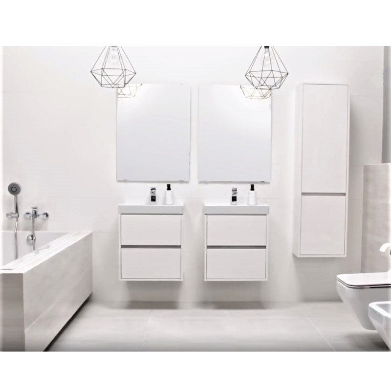 Mobilier suspendat Cersanit, Crea, cu două sertare, 60 cm, alb