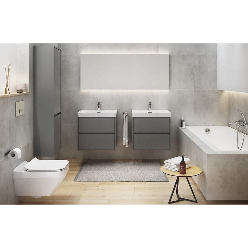 Mobilier suspendat Cersanit, Crea, cu două sertare, 60 cm, gri