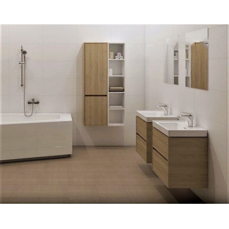 Mobilier suspendat Cersanit, Crea, cu două sertare, 60 cm, stejar