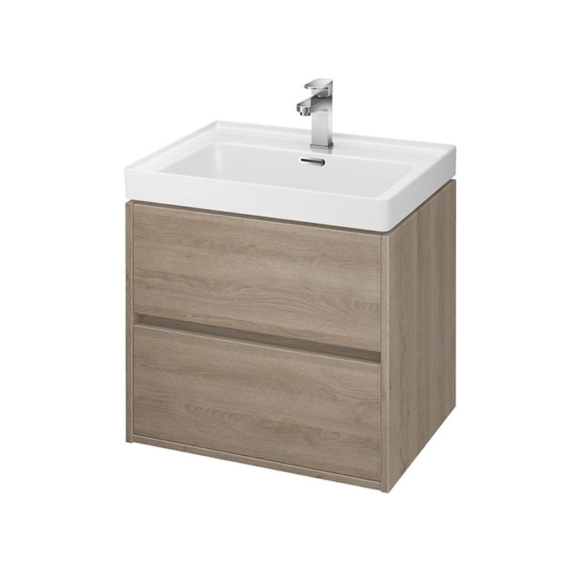 Mobilier suspendat Cersanit, Crea, cu două sertare, 60 cm, stejar