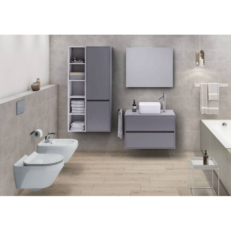 Mobilier suspendat Cersanit, Crea, pentru lavoar pe blat, 80 cm, gri