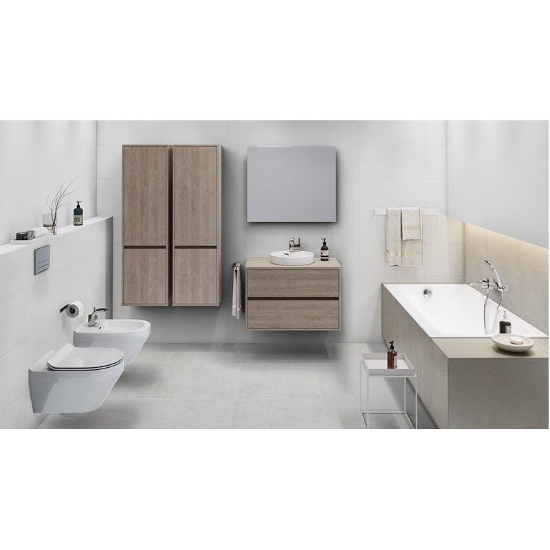 Mobilier suspendat Cersanit, Crea, pentru lavoar pe blat, 80 cm, stejar
