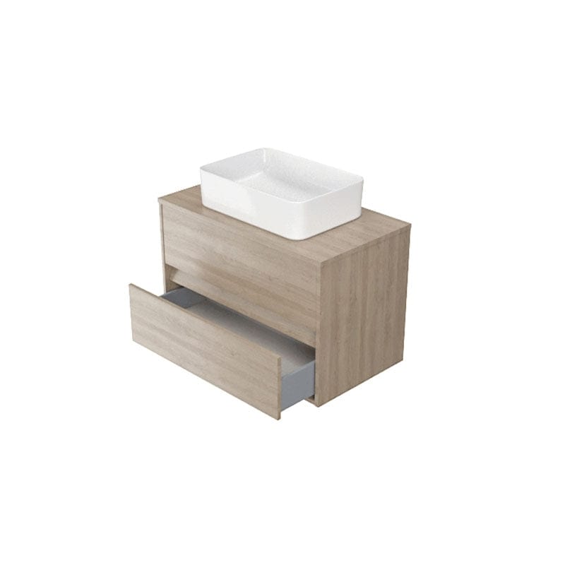 Mobilier suspendat Cersanit, Crea, pentru lavoar pe blat, 80 cm, stejar