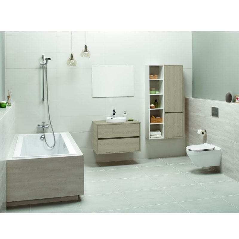 Mobilier suspendat Cersanit, Crea, pentru lavoar pe blat, 80 cm, stejar