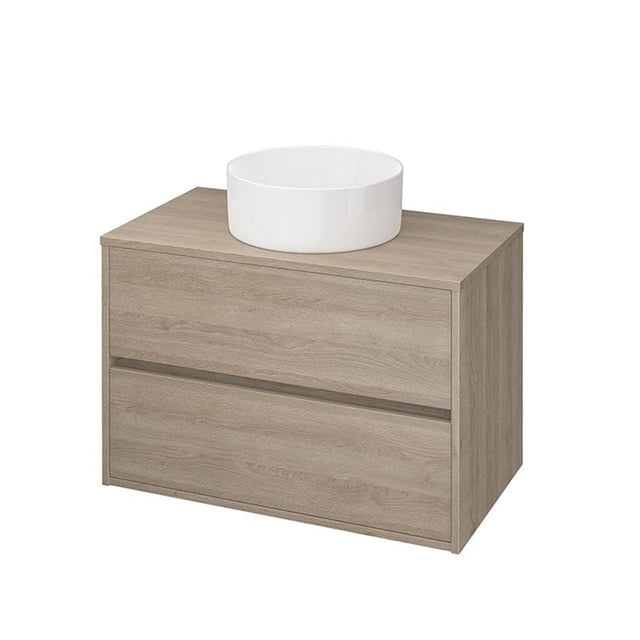 Mobilier suspendat Cersanit, Crea, pentru lavoar pe blat, 80 cm, stejar