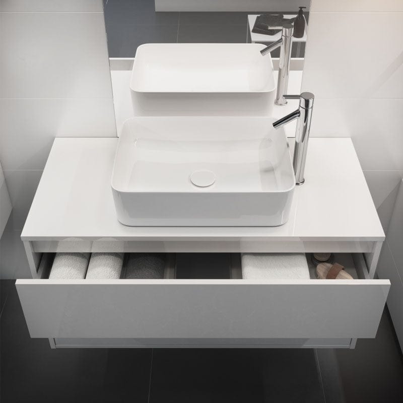 Mobilier suspendat Cersanit, pentru lavoar pe blat, 80 cm, finisaj alb