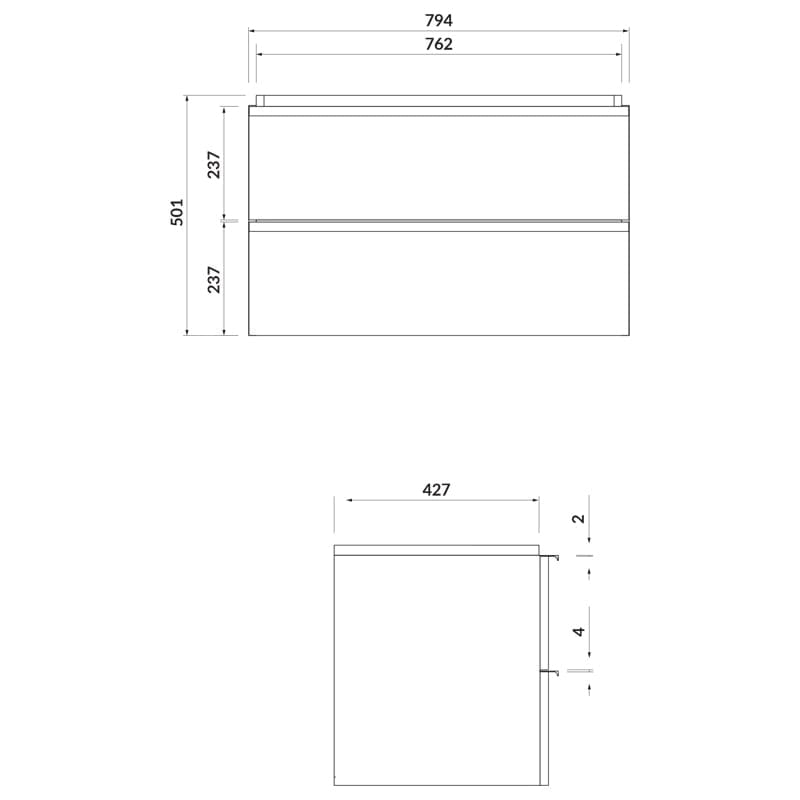Mobilier suspendat Cersanit, Virgo,  pentru lavoar încastrabil, 80 cm, alb