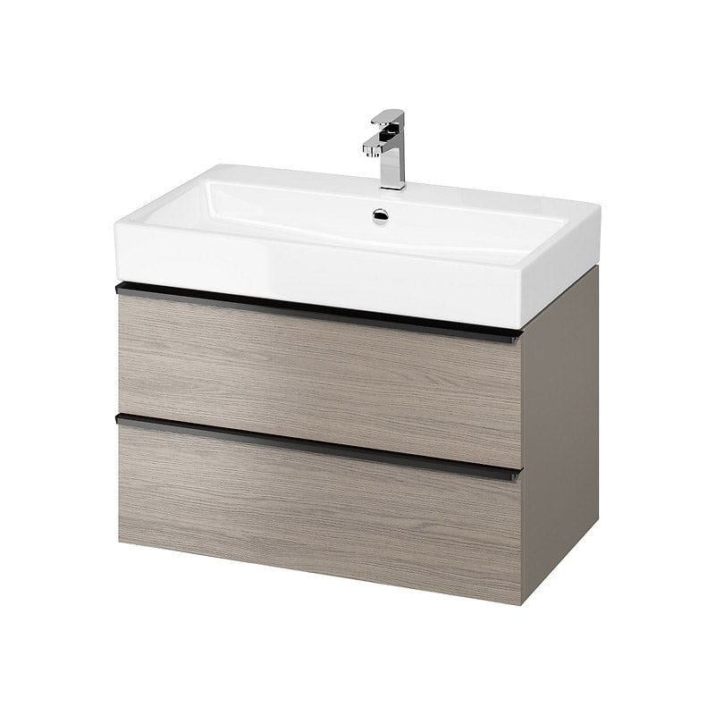 Mobilier suspendat Cersanit, Virgo,  pentru lavoar încastrabil, 80 cm, stejar gri