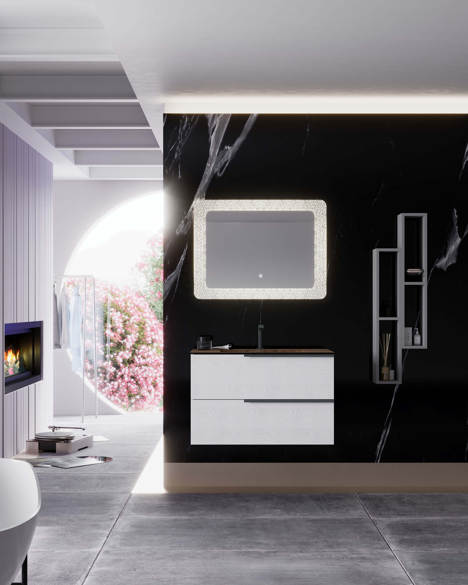 Oglindă cu sistem retroluminare LED SaviniDue, cu touch, dreptunghiulară, 80 x 60 cm