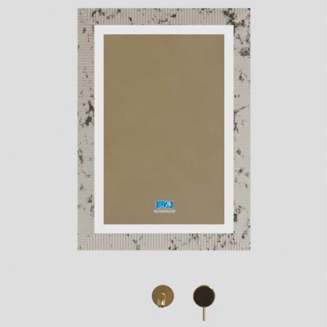 Oglinda de baie, cu LED, dreptunghiulara, compozit, multicolor riflat, 55x75 cm, MonBlari