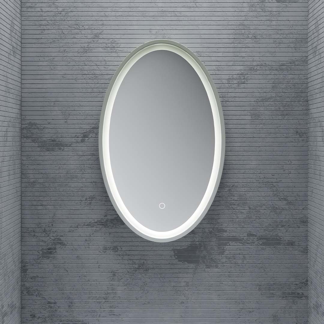 Oglinda de baie, cu touch, ovala, rama compozit, 45x80x56 cm, MonBlari