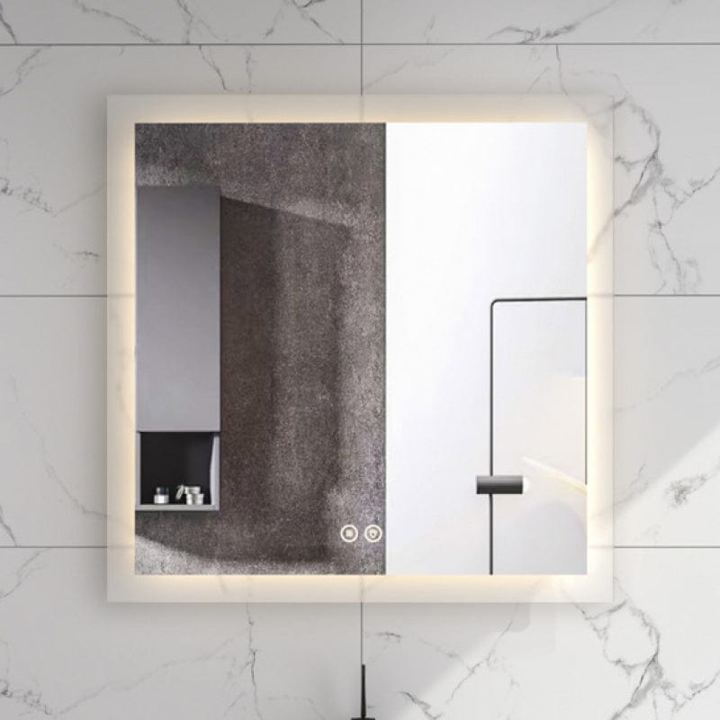 Oglinda Fluminia Miro-75 cu iluminare LED 2 culori si dezaburire, patrata, 75x75 cm