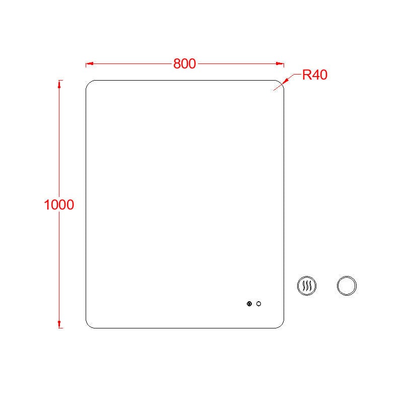 Oglindă Fluminia, Verona-100, dreptunghiulară, 100 x 80 cm, cu LED, 3 culori, dezaburire