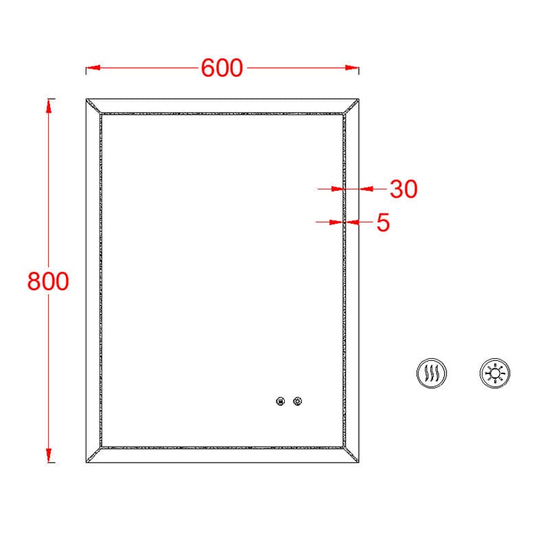 Oglindă Fluminia, Verona-60, dreptunghiulară, 60 x 80 cm, cu LED, 3 culori, dezaburire