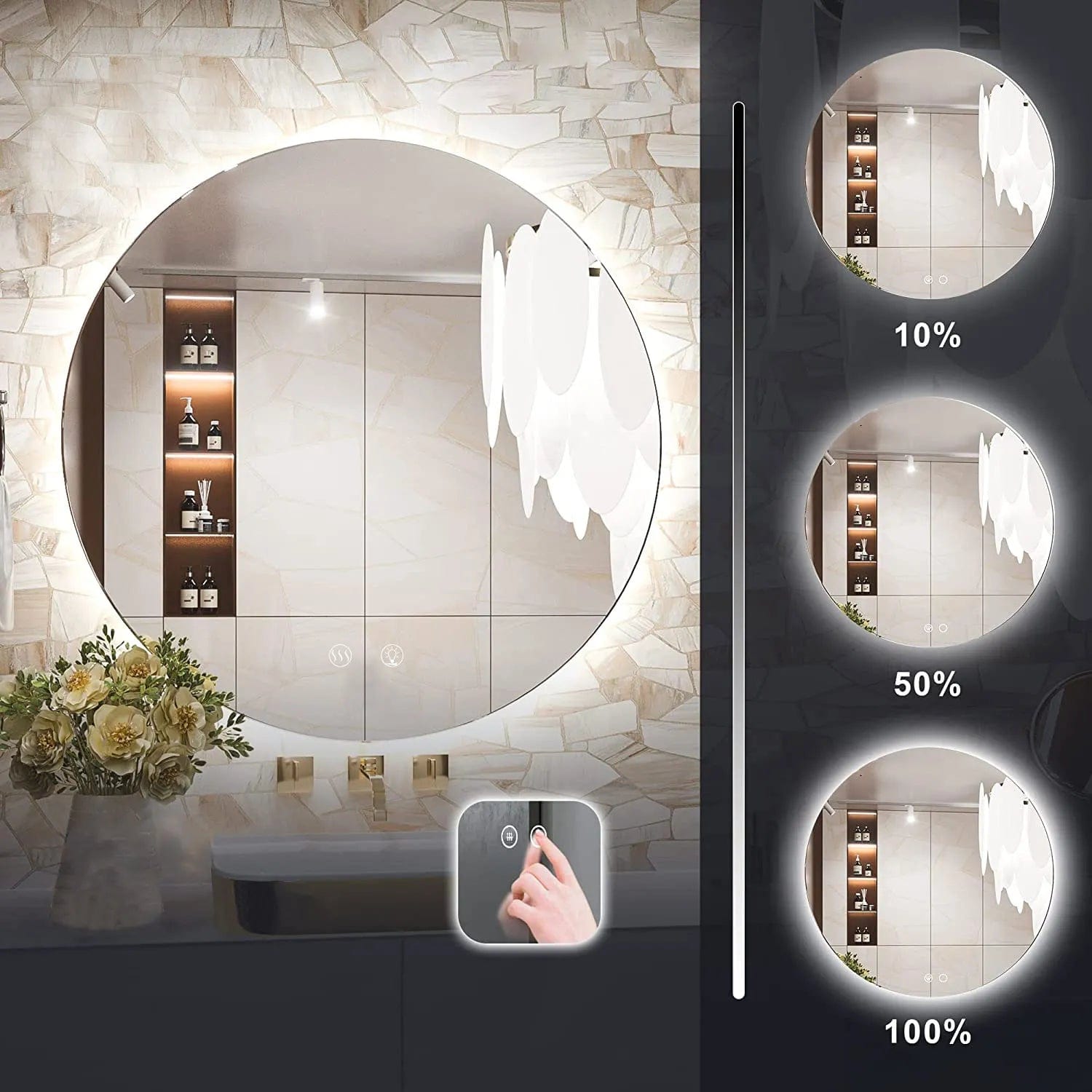Oglinda Rea cu led, rotunda, 50 cm