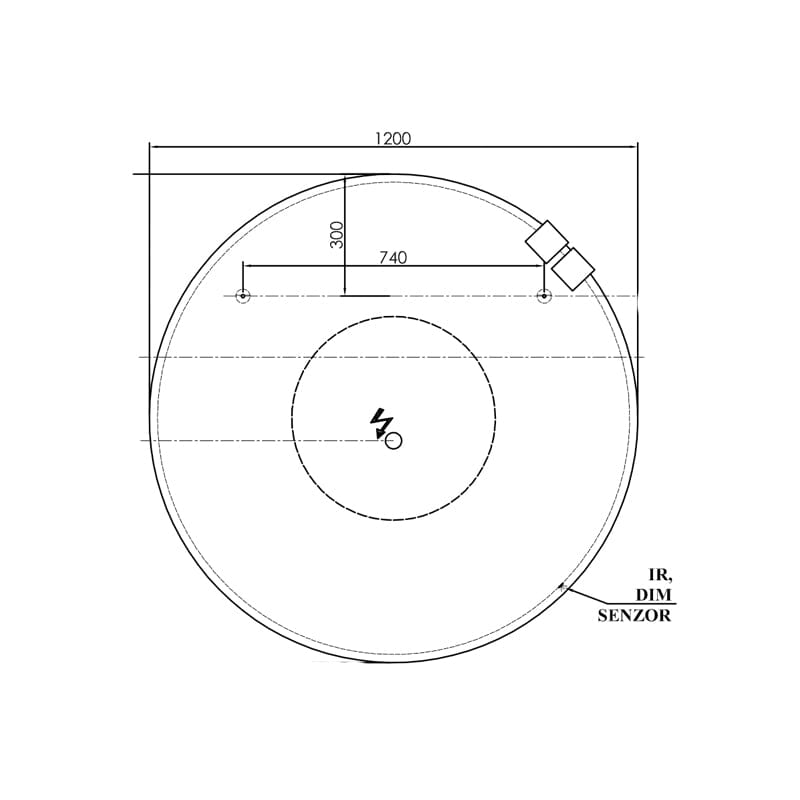 Oglinda rotunda Kolpasan, Maribor, iluminare LED, 120 cm