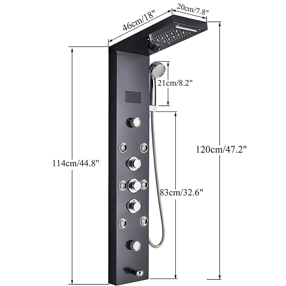 Panel de Dus cu LED 1154, cu efect de ploaie si jeturi cu masaj, cod 1154