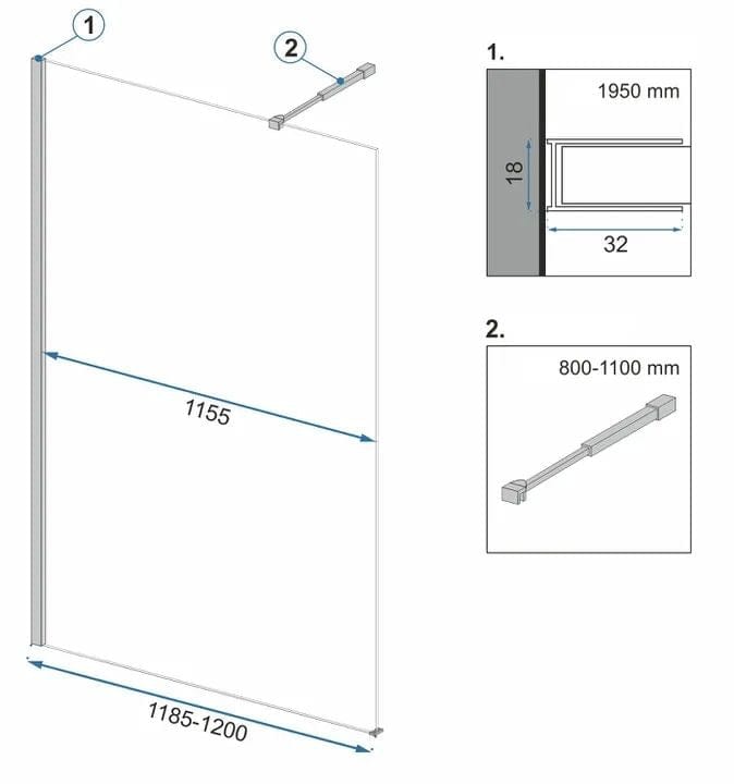 Paravan de duș Rea Aero, tip walk-in, pliabil negru mat, 120 cm