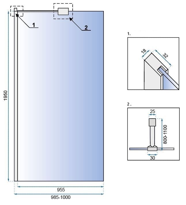 Paravan de duș Rea Aero, transparent, crom, 100 cm