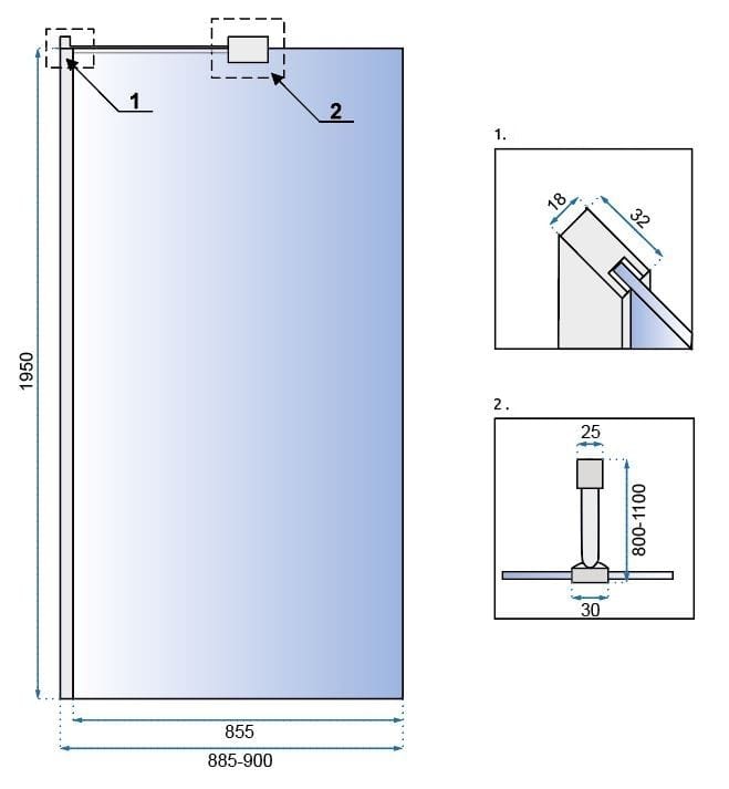 Paravan de duș Rea Aero, transparent, crom, 90 cm