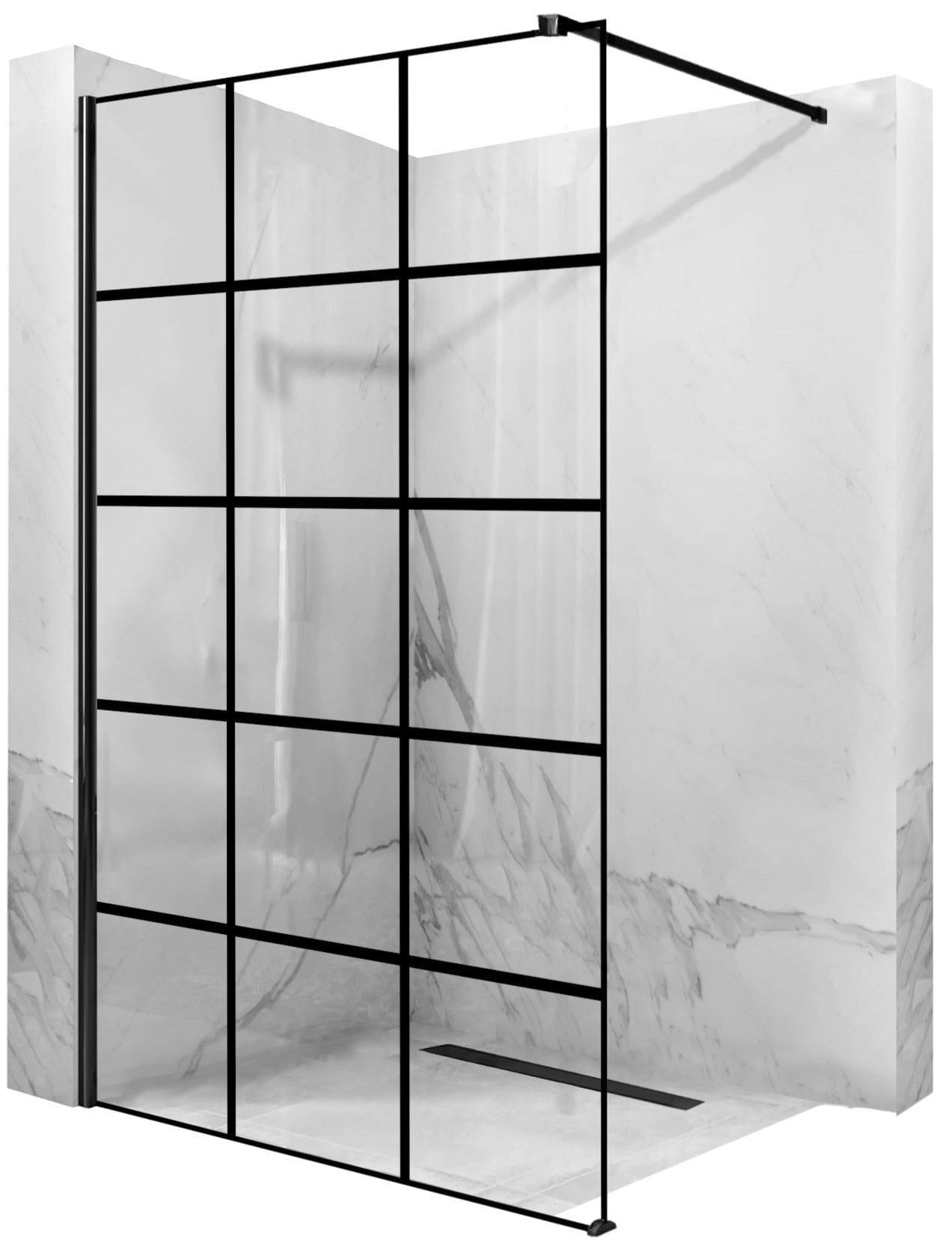 Paravan de duș Rea Bler-1, tip walk-in, negru, 110 cm