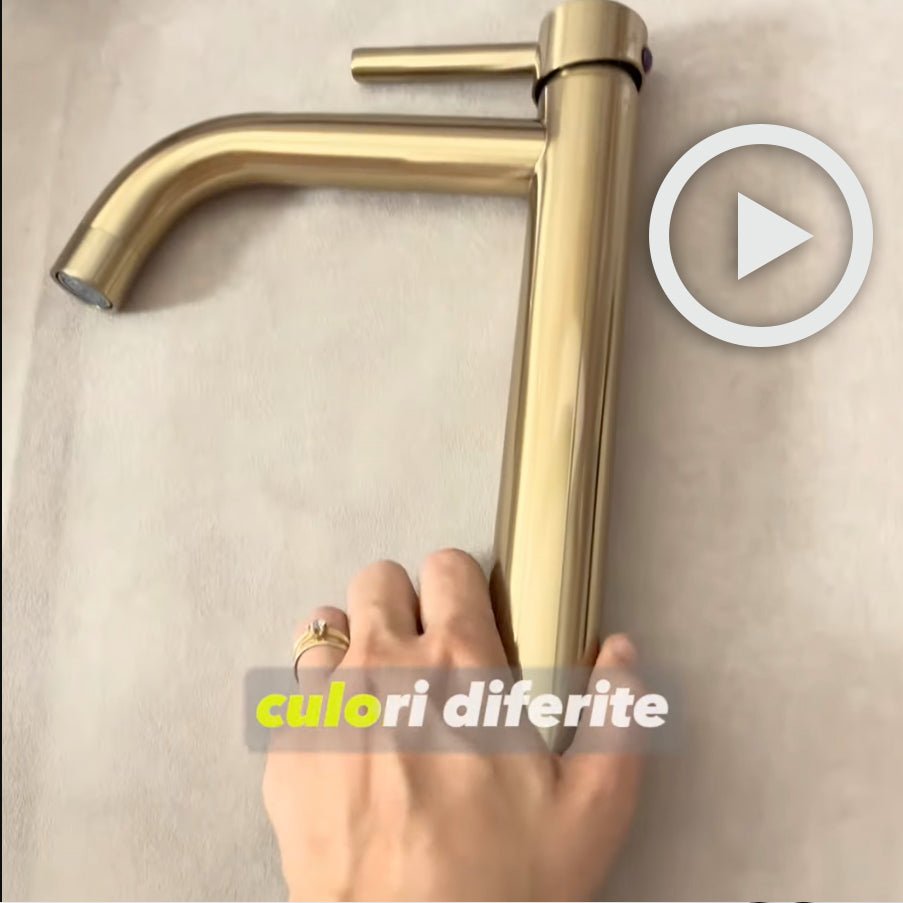 Baterie pentru lavoar slim Wasser Gold, cu montare pe blat, auriu, cod 1372
